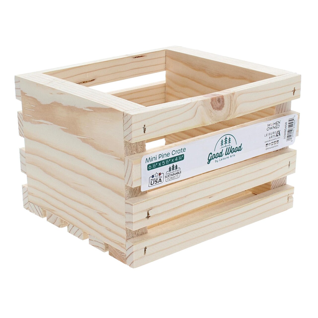 Good Wood by Leisure Arts Wooden Crate, wood crate unfinished, wood crates for display, wood crates for storage, wooden crates unfinished, Mini, 6.5" x 5.30" x 4"